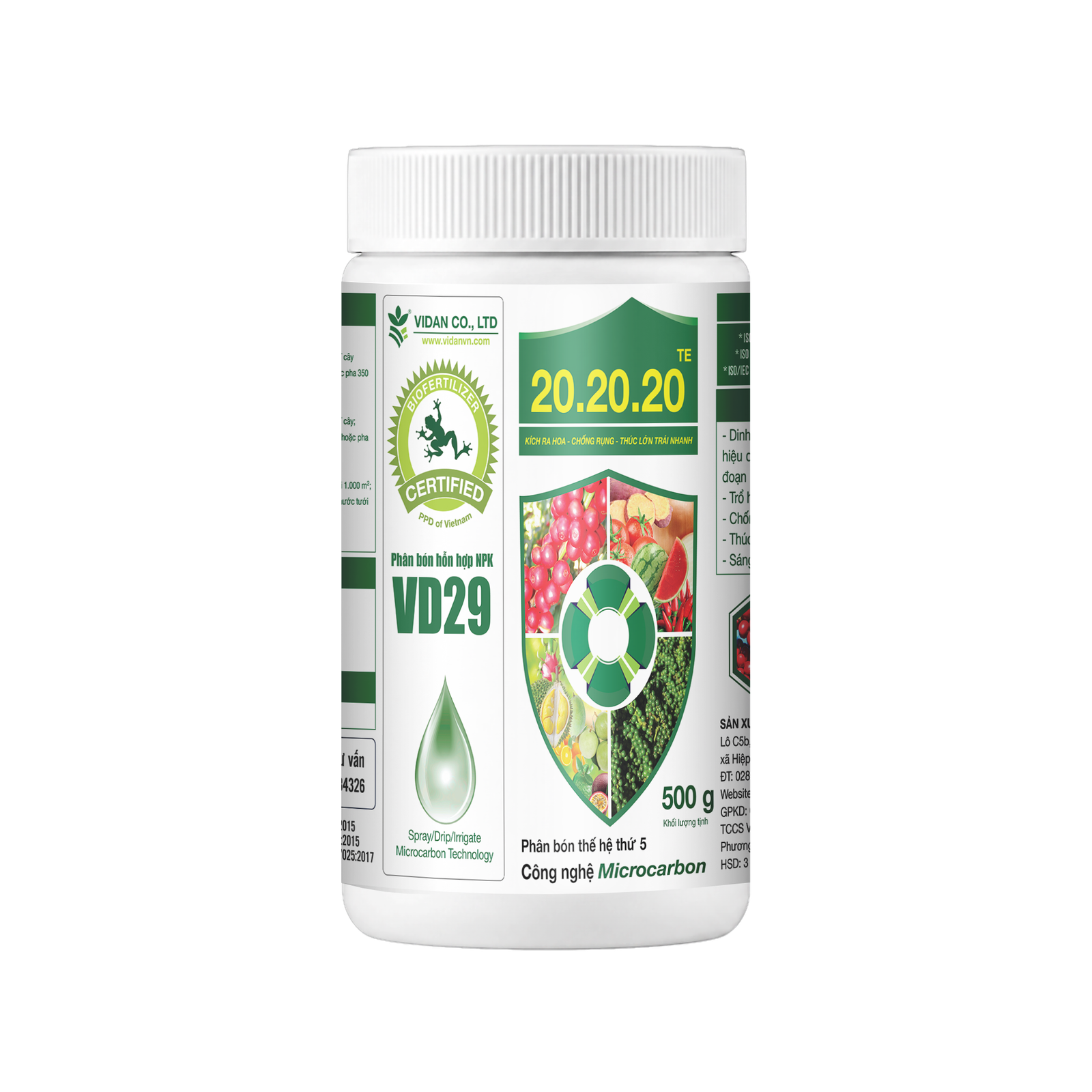 VD 20-20-20 (500g) - Kích ra hoa, chống rụng, thúc lớn trái nhanh